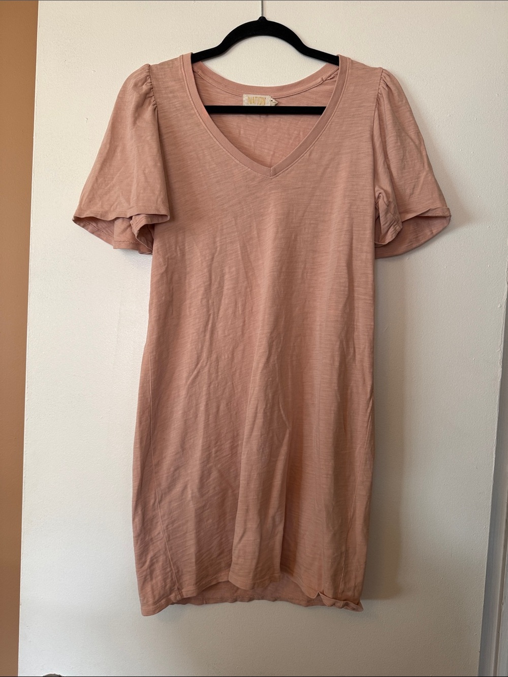 NATION Women's V-Neck Short Sleeve Dress in Dusty Rose